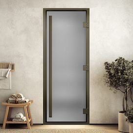 DoorWood Дверь "Хамам престиж сатин " в бронзовом профиле