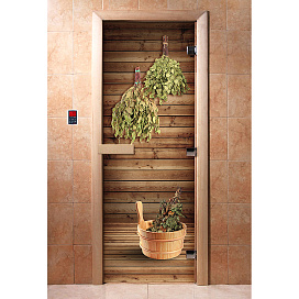 Дверь для сауны Maestro Woods Веники (A004)