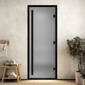 DoorWood Дверь "Хамам престиж сатин" в черном профиле