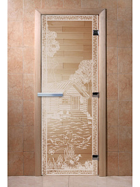 DoorWood Дверь "Банька в лесу прозрачная"